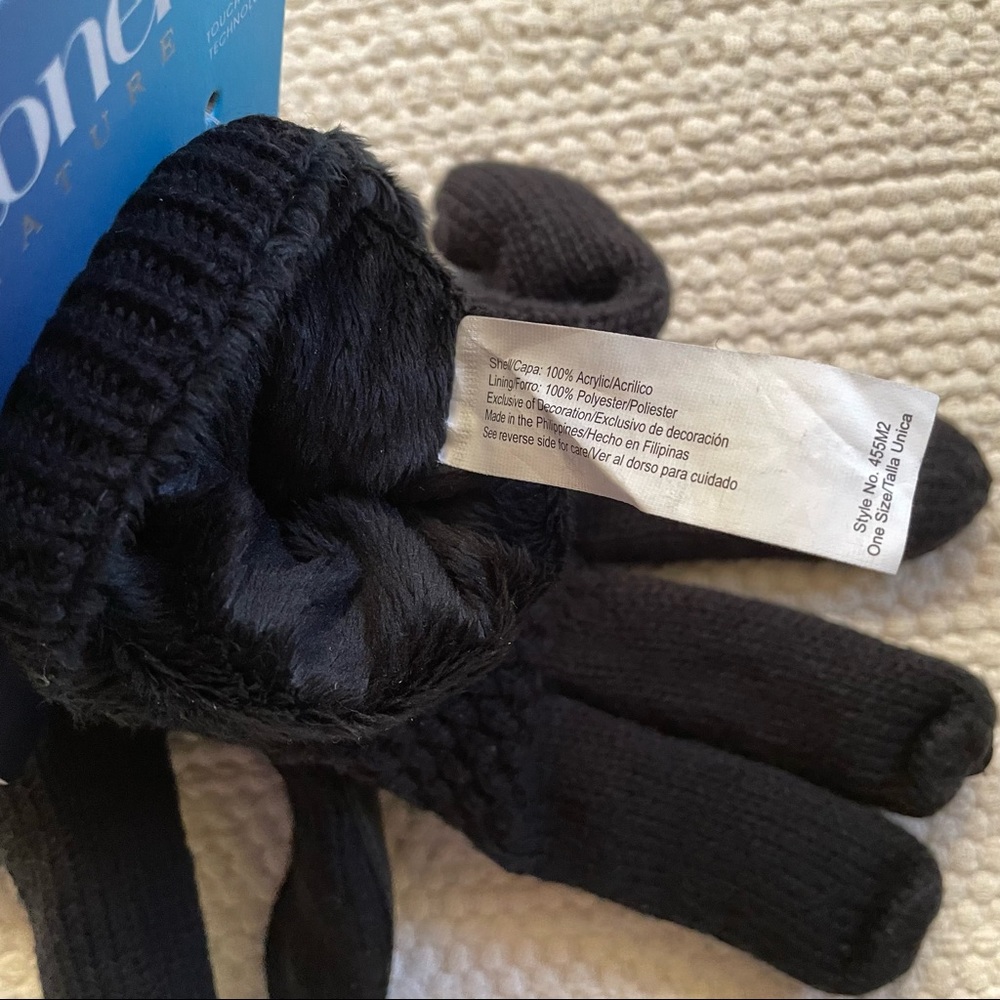 Isotoner Signature Black Textured Knit SmartDri Touchscreen Gloves - Picture 4 of 4